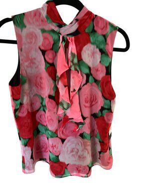 Karl Lagerfeld Mock Neck Sleeveless Top Floral Sleeveless  NWT